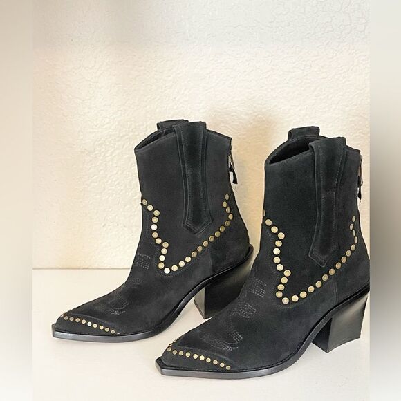 Zadig & Voltaire boots Cara black Suede Cowboy Boot 40/9 New - Picture 12 of 16